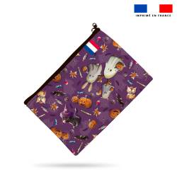 Kit pochette motif fantôme violet - Création Stillistic