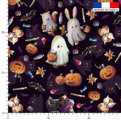 Fantômes et citrouilles d'halloween - Fond noir - Création Stillistic