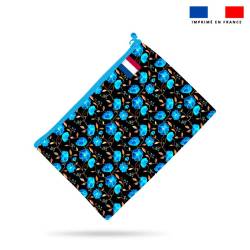 Kit pochette motif floral bleu clair - Création Cat&Colours