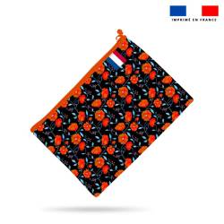 Kit pochette motif floral noir - Création Cat&Colours