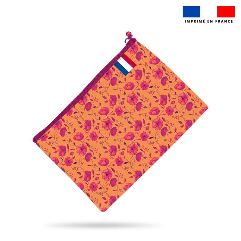 Kit pochette motif floral pourpre - Création Cat&Colours