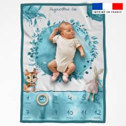 Coupon pour couverture mensuelle bébé motif écureuil aquarelle