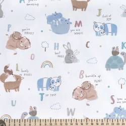 Tissu imperméable type ciré blanc motif animaux