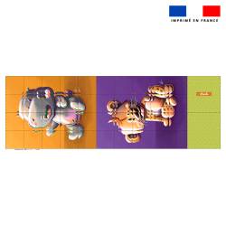 Patron imprimé pour jeu de puzzle 2 en 1 motif hippo et hyène - Création Stillistic