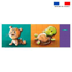 Patron imprimé pour jeu de puzzle 2 en 1 motif guépard et tortue - Création Stillistic