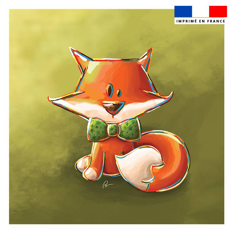 Coupon 45x45 cm imprimé renard noeud papillon - Création Stillistic