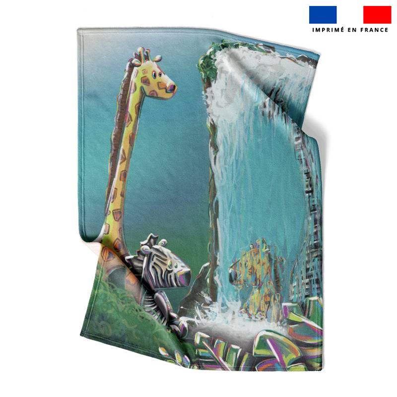 Coupon couverture imprimé girafe et zèbre jungle - Création Stillistic