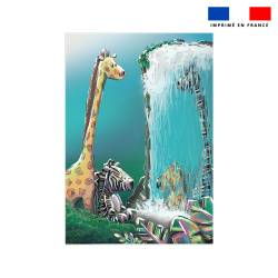 Coupon couverture imprimé girafe et zèbre jungle - Création Stillistic