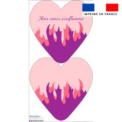 Lot 2 coupons pour coussin coeur motif mon coeur s'enflamme