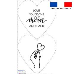 Lot 2 coupons pour coussin coeur motif love you to the moon and back