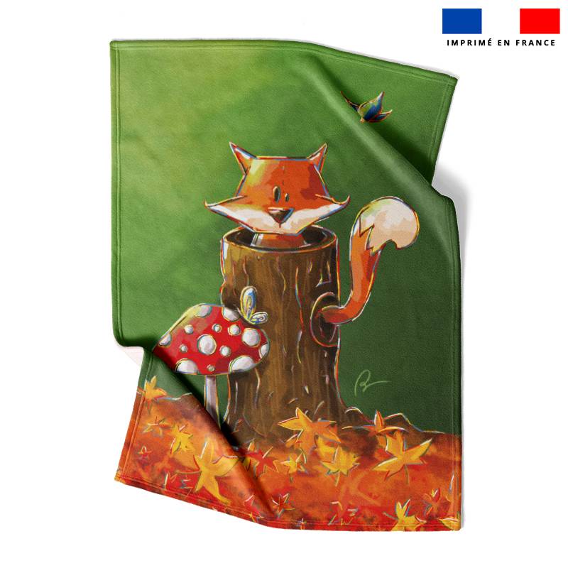 Coupon couverture imprimé renard de la forêt - Création Stillistic