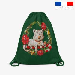 Kit sac à dos coulissant motif Panthère christmas - Création Stillistic