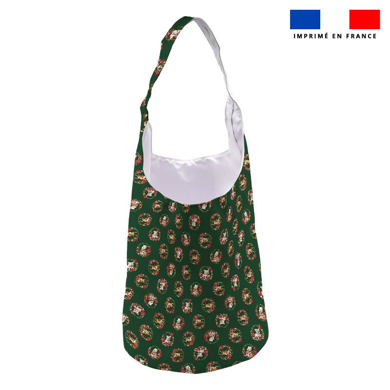 Kit sac seau motif animaux couronne de noel vert - Création Stillistic