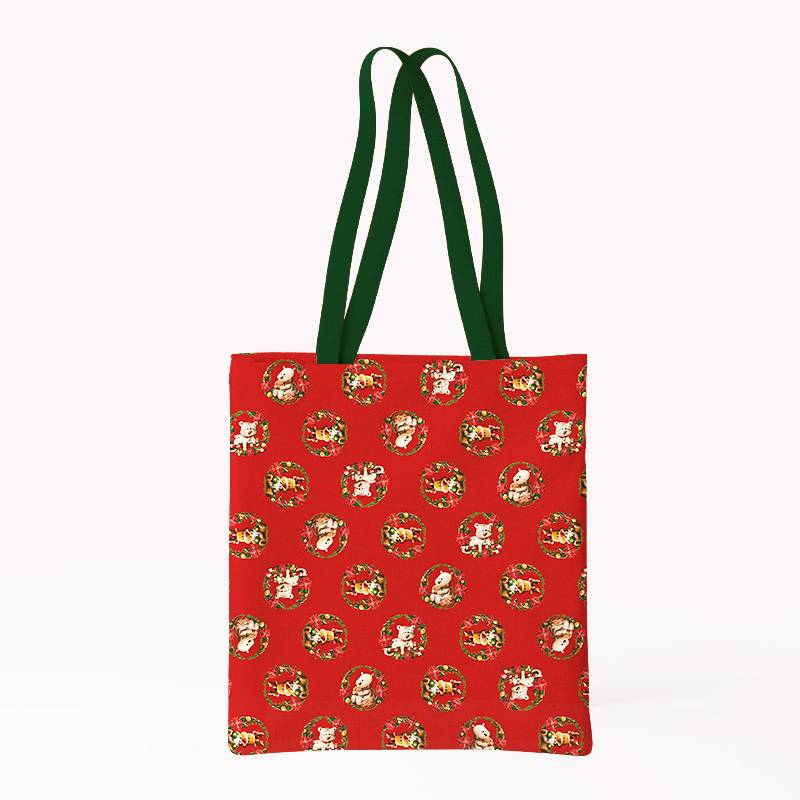 Coupon pour tote-bag motif animaux couronne de noel rouge - Création Stillistic