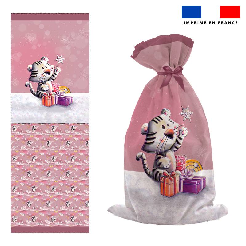 Kit hotte de Noel motif Tigre blanc - Création Stillistic