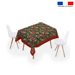 Coupon pour nappe carrée motif animaux couronne et fleur de noel - Création Stillistic