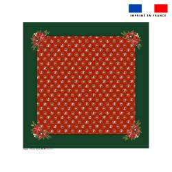 Coupon pour nappe carrée motif aniamaux couronne de noel rouge - Création Stillistic