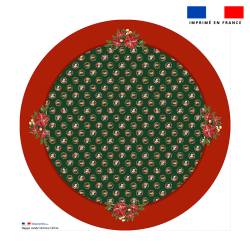 Coupon pour nappe ronde motif animaux couronne de noel vert - Création Stillistic