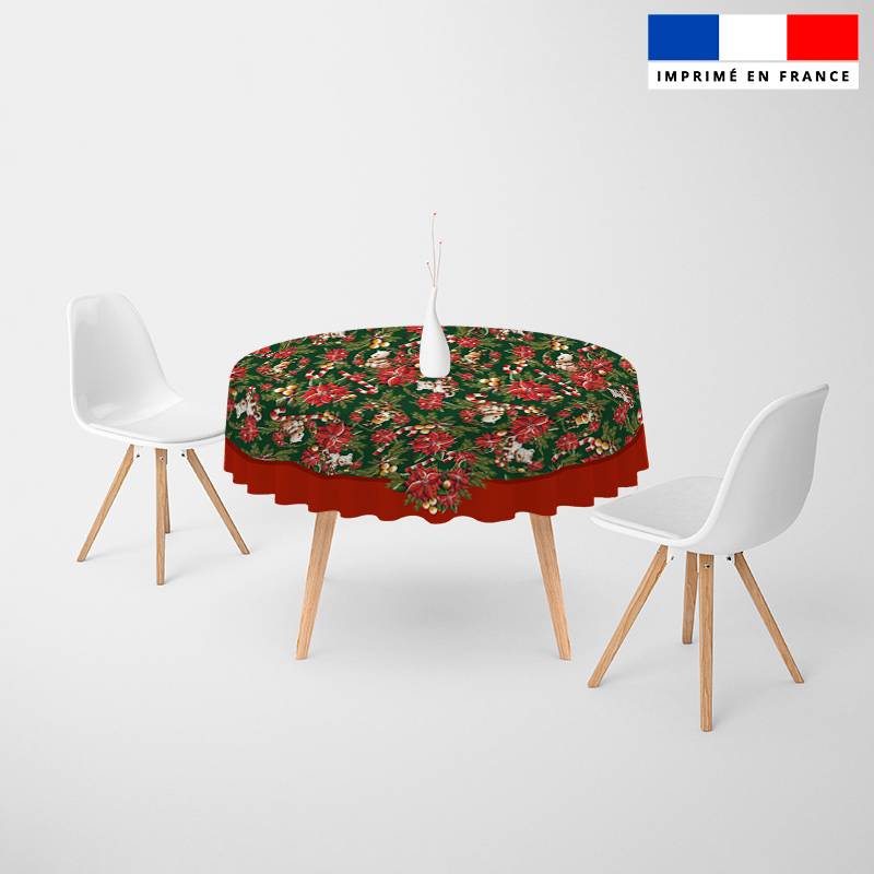 Coupon pour nappe ronde motif animaux couronne et fleur de noel - Création Stillistic