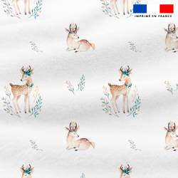 Polaire blanche motif biche bohème