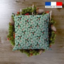 Houx de noel - Fond vert clair