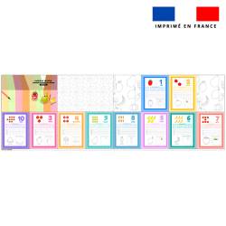 coupon - Kit livre à colorier apprendre à écrire les chiffres édition fruits - Popeline de coton peigné 129gr/m² - 