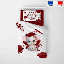 Coupon pour couette imprimé souris aquarelle