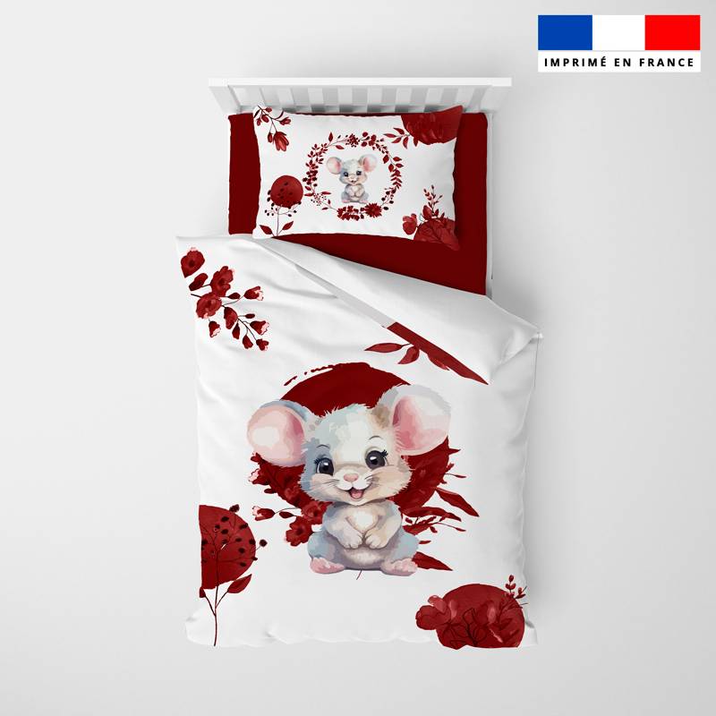 Coupon pour couette imprimé souris aquarelle