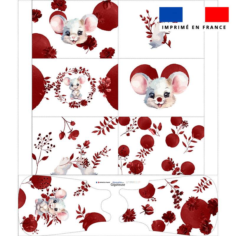 Coupon pour tour de lit motif souris aquarelle