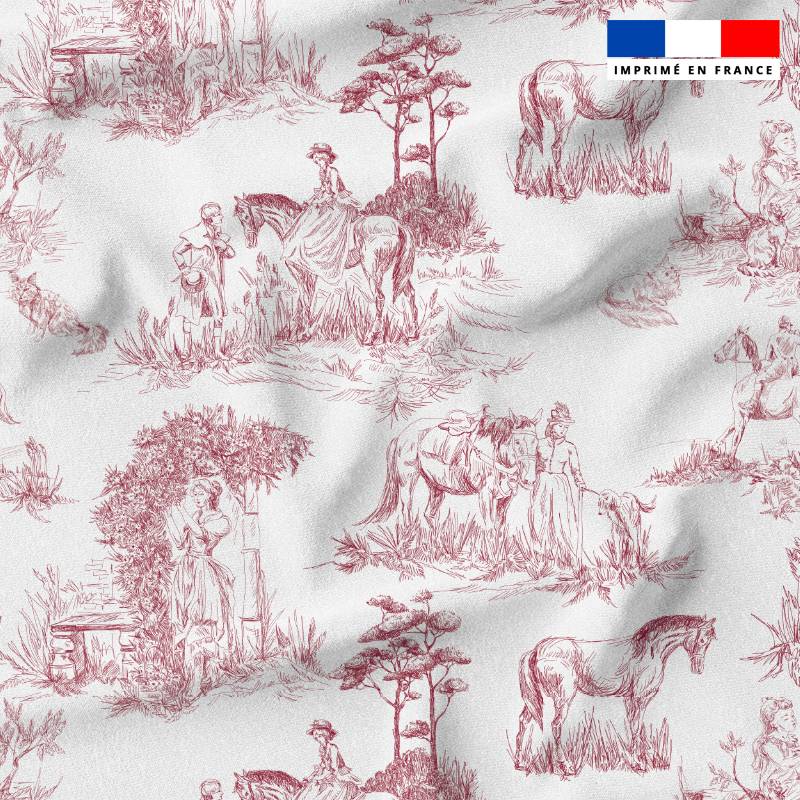 Toile de jouy et chevaux rouges - Fond blanc