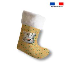 Kit chaussette de noel animaux du froid panthère + Fausse fourrure - Création Stillistic