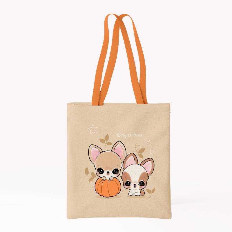 Coupon pour tote-bag motif chiens citrouille - Création Jolifox