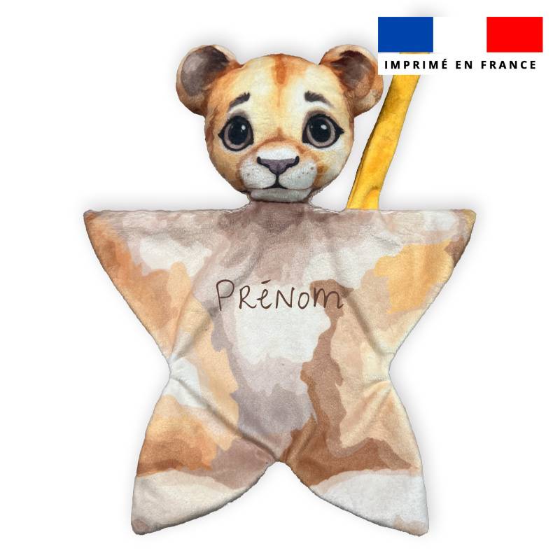 Kit doudou personnalisé - Lionceau aquarelle