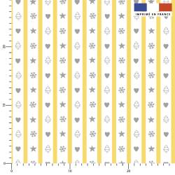 Rayures de Noël jaune layette - Fond blanc - Création Andréa Leonelli