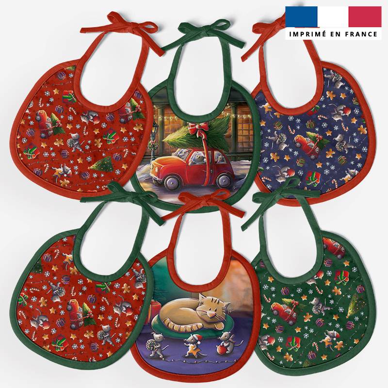 Kit bavoirs en éponge motif souris de noel - Création Stillistic