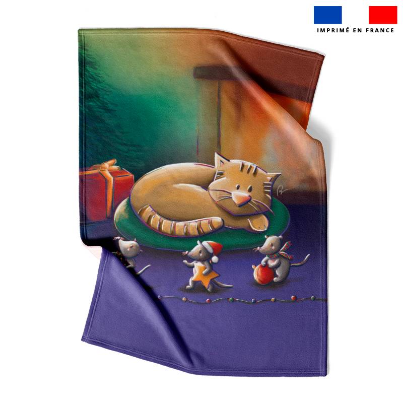 Coupon couverture imprimé chat et souris de noel - Création Stillistic