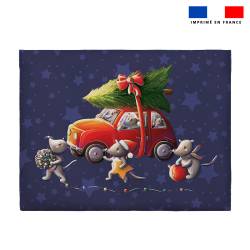 Coupon pour enveloppe en tissu motif souris de noel bleu - Création Stillistic