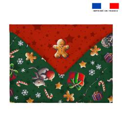 Coupon pour enveloppe en tissu motif souris de noel rouge - Création Stillistic