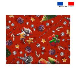 Coupon pour enveloppe en tissu motif souris de noel rouge - Création Stillistic