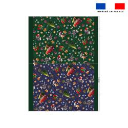 Kit hotte de Noel motif souris de noel bleu et vert - Création Stillistic