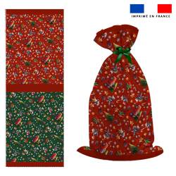 Kit hotte de Noel motif souris de noel rouge et vert - Création Stillistic