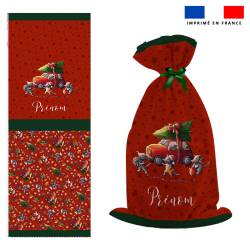 Kit hotte personnalisé motif souris de noel rouge - Création Stillistic