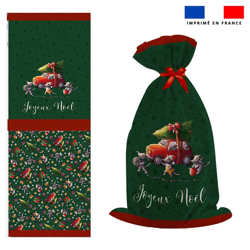 Kit hotte de Noel motif souris de noel vert - Création Stillistic