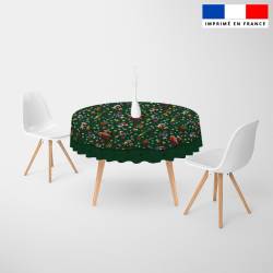 Coupon pour nappe ronde motif souris de noel vert - Création Stillistic