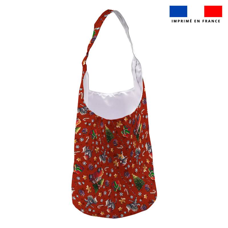 Kit sac seau motif souris de noel rouge - Création Stillistic