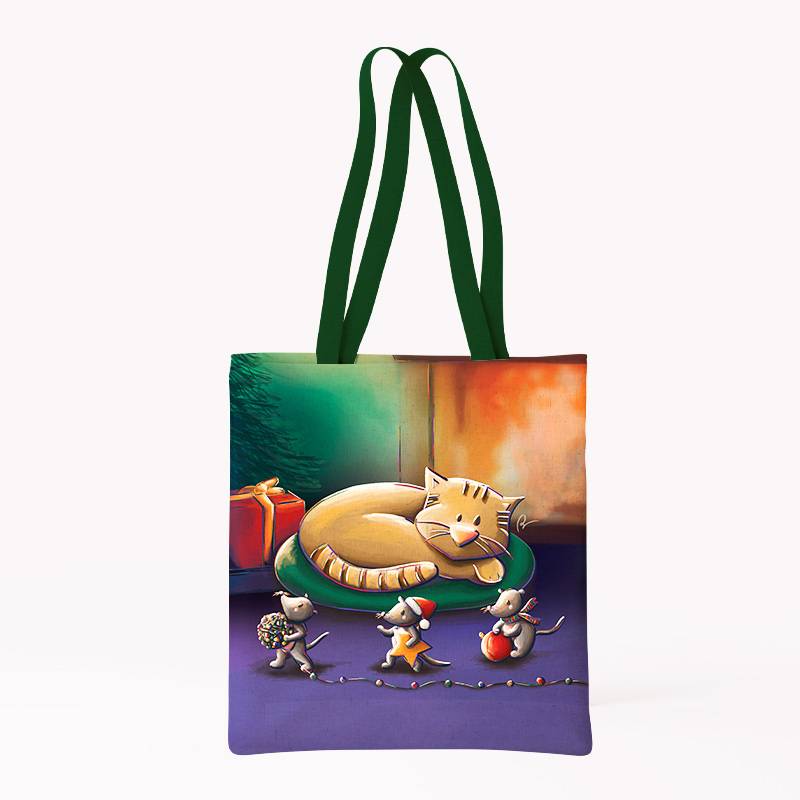 Coupon pour tote-bag motif chat et souris de noel - Création Stillistic