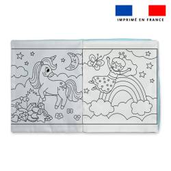 coupon - Défaut trait rouge dans la page de couverture Kit livre à colorier motif princesse - Popeline de coton peigné 129gr/m² - 