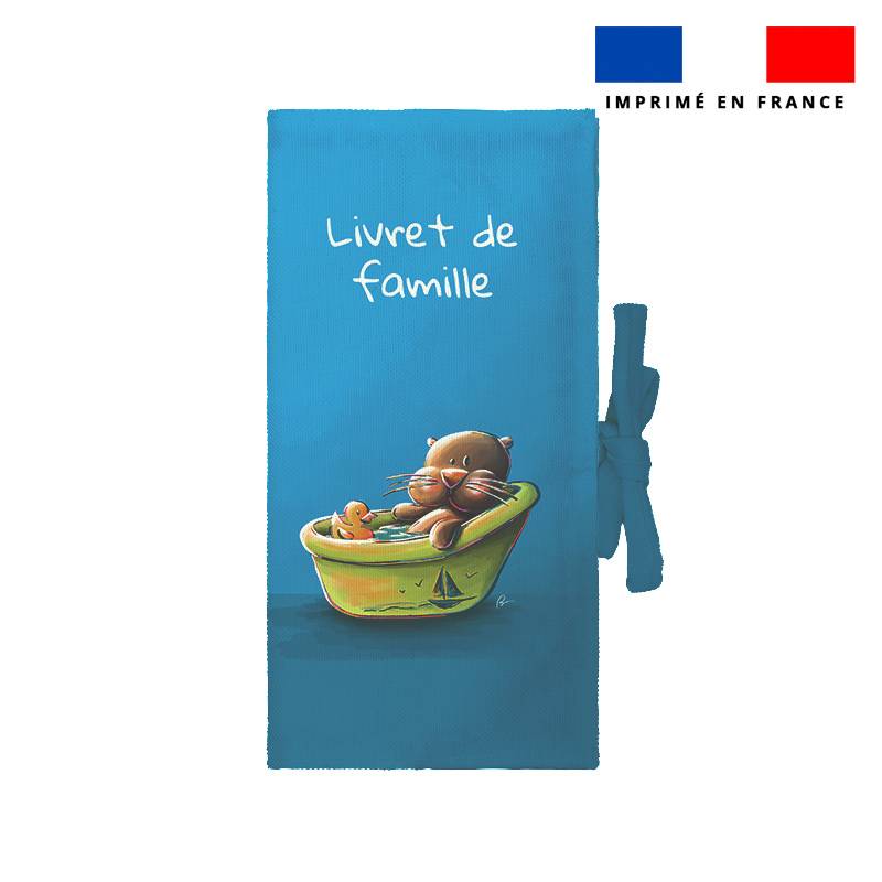 Kit protège livret de famille motif bébé loutre - Création Stillistic