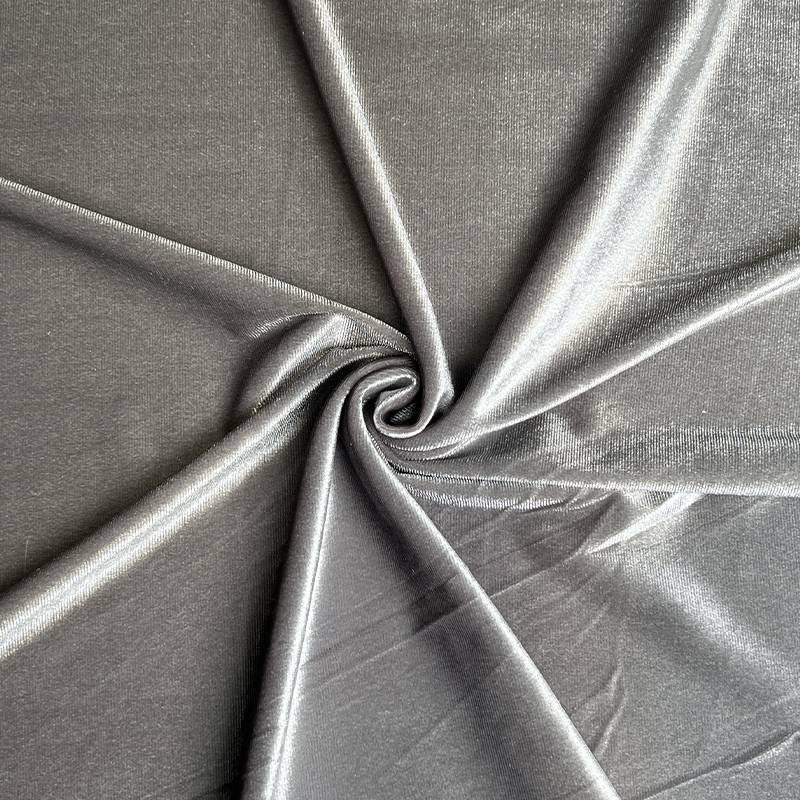 Velours stretch brillant gris argent