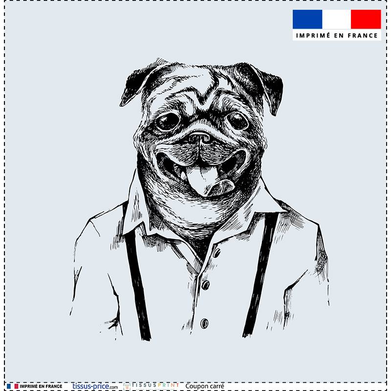 Coupon 45x45 cm motif bouledogue hipster